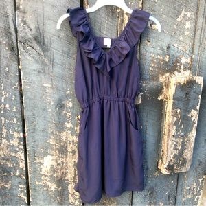 Anthropologie Cut Out Sleeveless Mini Dress with Pockets Navy Blue Small